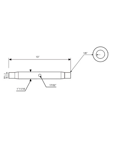Tubo Centro Tercer Punto - 1 1/8'' UNC - 330mm