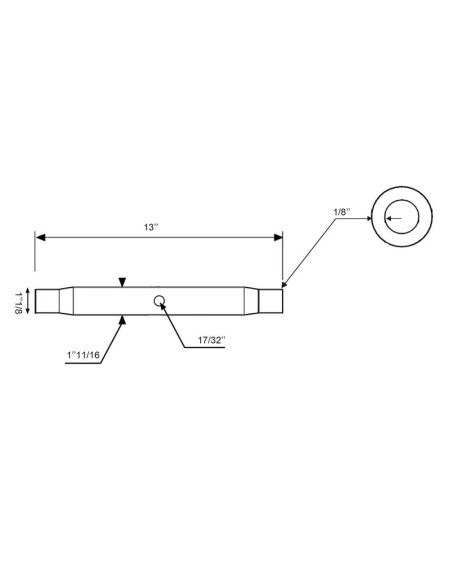 Tubo Centro Tercer Punto - 1 1/8'' UNC - 330mm
