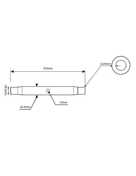 Tubo Centro Tercer Punto - 1 1/8'' UNC - 368mm