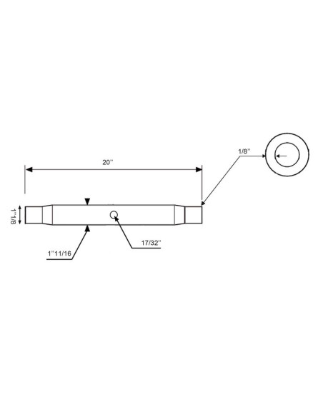 Tubo Centro Tercer Punto - 1 1/8'' UNC - 508mm