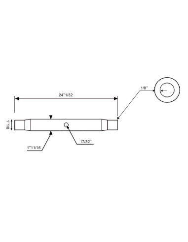 Tubo Centro Tercer Punto - 1 1/8'' UNC - 610mm