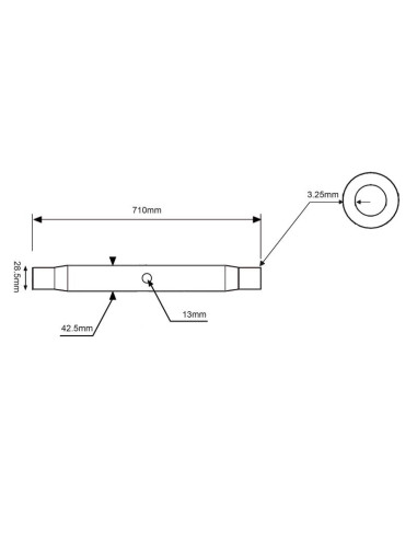 Tubo Centro Tercer Punto - 1 1/8'' UNC - 710mm