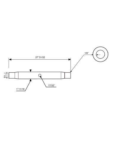 Tubo Centro Tercer Punto - 1 1/8'' UNC - 710mm