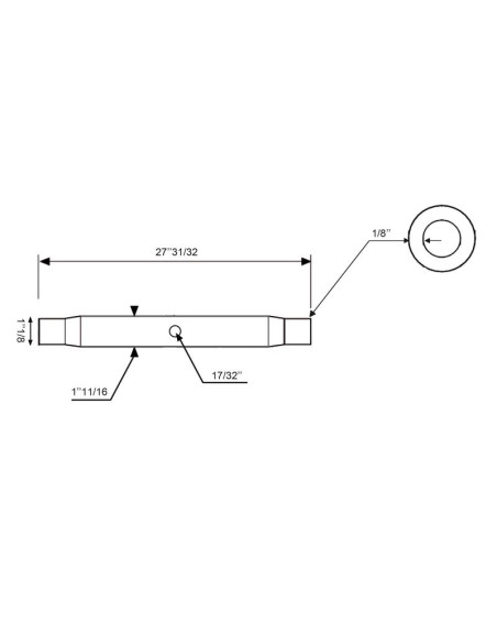 Tubo Centro Tercer Punto - 1 1/8'' UNC - 710mm