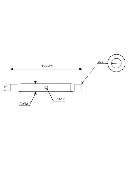 Tubo Centro Tercer Punto - M30x3 métrica - 350mm