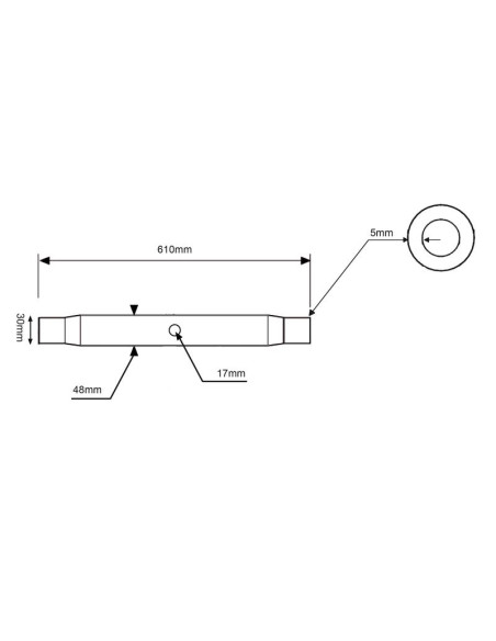 Tubo Centro Tercer Punto - M30x3 métrica - 610mm