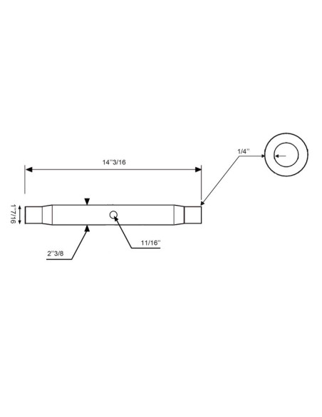 Tubo Centro Tercer Punto - M36x3 métrica - 360mm