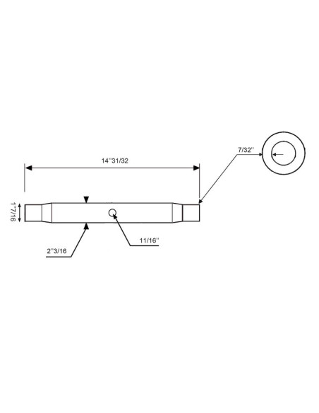 Tubo Centro Tercer Punto - M36x3 métrica - 381mm