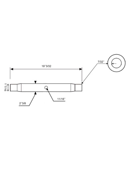 Tubo Centro Tercer Punto - M36x3 métrica - 483mm