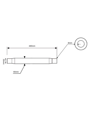 Tubo Centro Tercer Punto - M36x3 métrica - 483mm