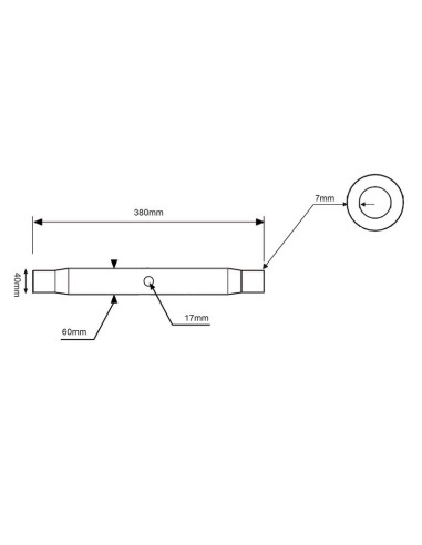 Tubo Centro Tercer Punto - M40x3 métrica - 381mm