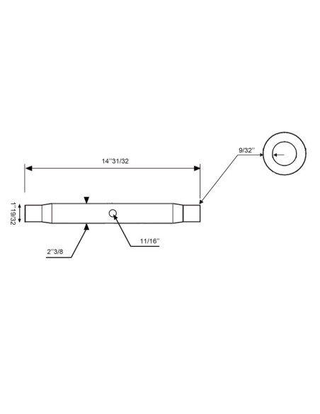Tubo Centro Tercer Punto - M40x3 métrica - 381mm