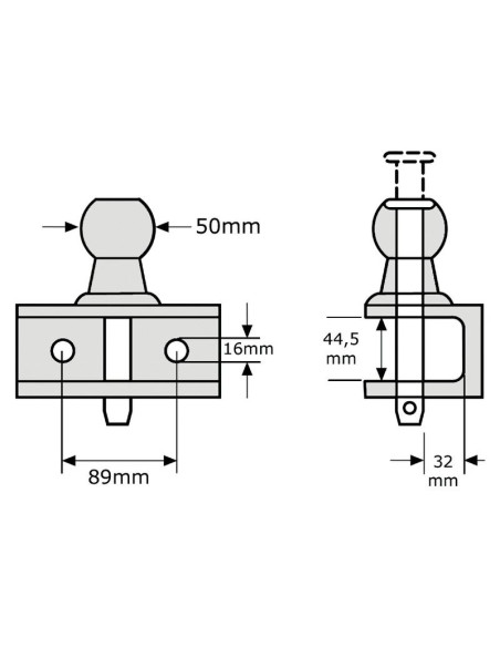 Enganche Doble Remolque 50mm (Naranja)