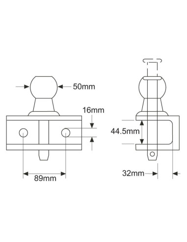 Enganche Doble Remolque 50mm (Naranja)