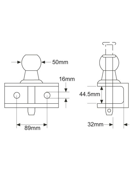 Enganche Doble Remolque 50mm (Naranja)