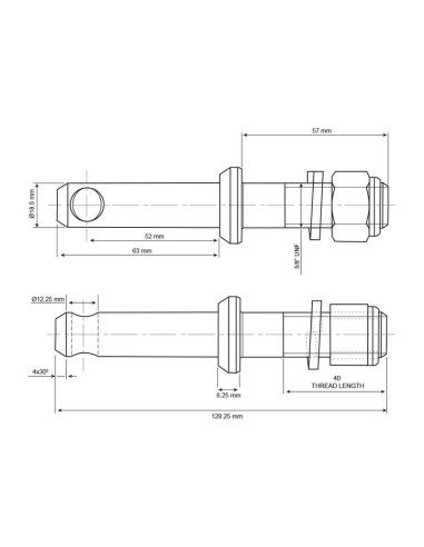 Bulón estabilizador 18x128mm, Tamaño de rosca...