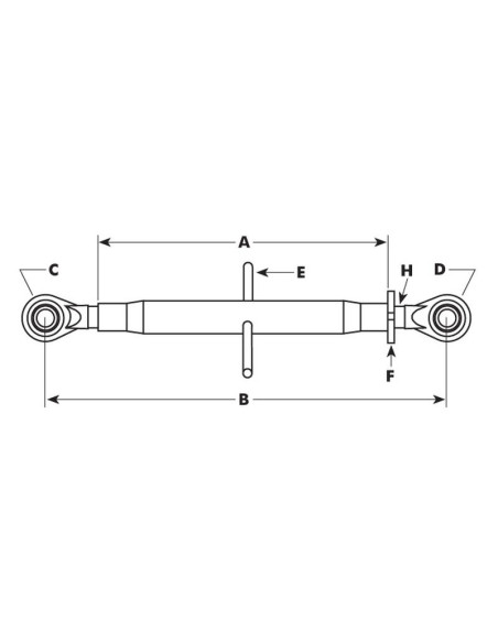 Tercer Punto Reforzado (Cat.2/2) Rótula and Rótula, 1 3/8'', Mín. Longitud: 555mm.