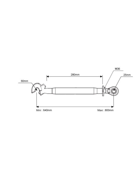 Tercer Punto Reforzado (Cat.2/3) Rótula and Enganche rápido, M36x4, Mín. Longitud: 640mm.