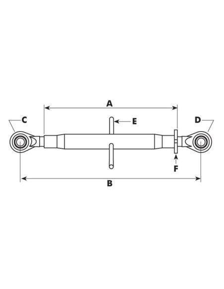 Tercer Punto Reforzado (Cat.3/3) Rótula and Rótula, M40x3, Mín. Longitud: 540mm.