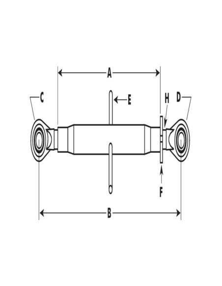 Tercer Punto Reforzado (Cat.30mm/2) Nudo and Rótula, M36x3, Mín. Longitud: 575mm.