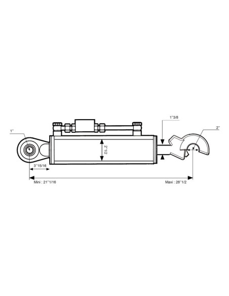 Tercer Punto Hidráulico (Cat.2/2) Rótula y CBM Enganche rápido, Orificio del cilindro: 63mm, Mín. Longitud : 535mm.