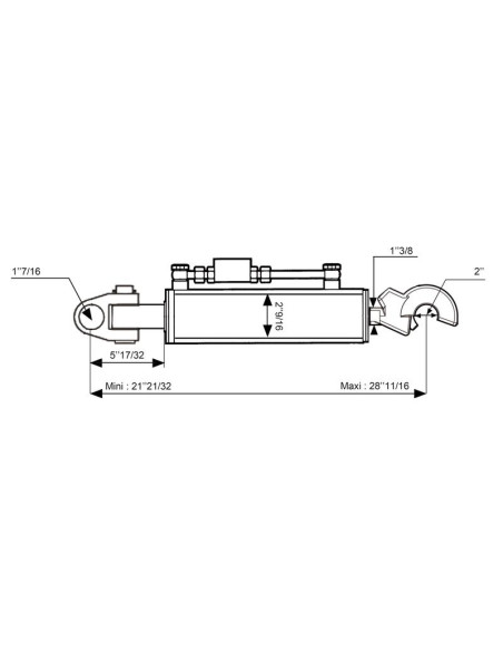 Tercer Punto Hidráulico (Cat.36mm/2) Nudo y CBM Enganche rápido, Orificio del cilindro: 63mm, Mín. Longitud : 550mm.