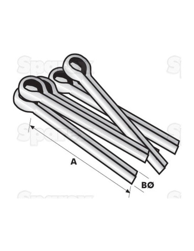 Pasadores Aleta, Ø2 x 18mm