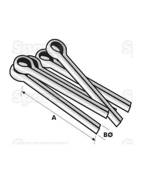 Pasadores Aleta, Ø2 x 18mm