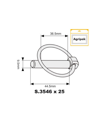Pasador Pera, Ø pasador9.5mm x 44.5mm (25 pzas....