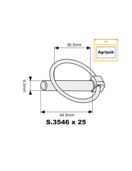 Pasador Pera, Ø pasador9.5mm x 44.5mm (25 pzas. Blister)