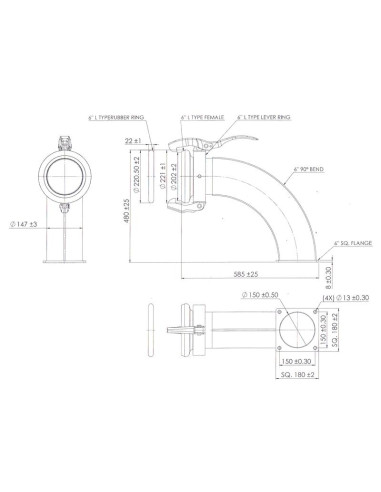 90° de Curvatura - 6'' (159mm) (galvanizado)