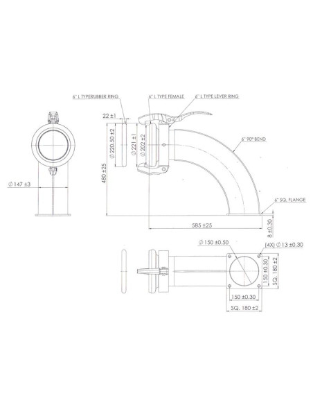90° de Curvatura - 6'' (159mm) (galvanizado)