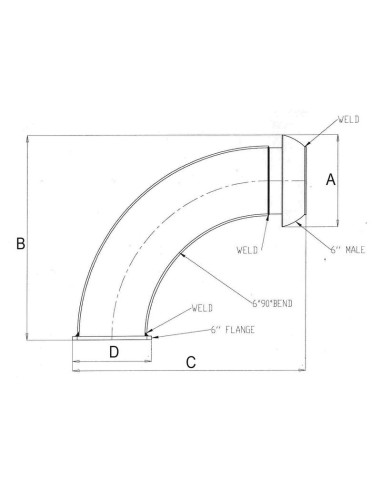 Acoplamiento 90° con brida cuadrada - Macho 6''...