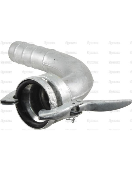 Acoplamiento 90° con extremo manguera - Hembra 4'' (108mm) x4'' (102mm) (galvanizado)