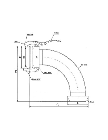 Acoplamiento 90° Macho-Hembra - 4'' (108mm)...