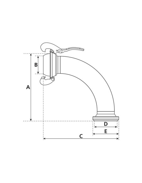 Acoplamiento 90° Macho-Hembra - 5'' (133mm) (galvanizado)