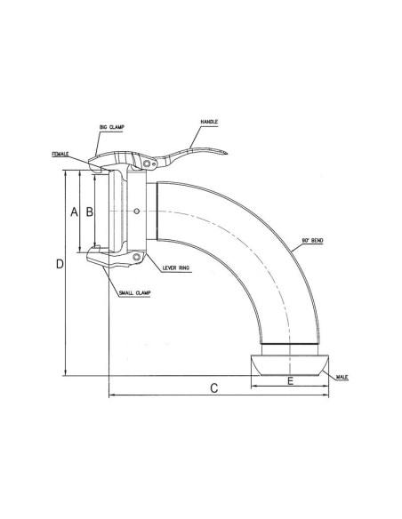 Acoplamiento 90° Macho-Hembra - 6'' (159mm) (galvanizado)