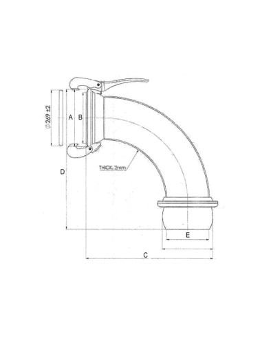 Acoplamiento 90° Macho-Hembra - 8'' (200mm)...