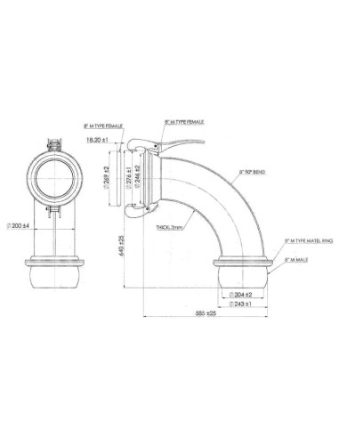 Acoplamiento 90° Macho-Hembra - 8'' (200mm)...