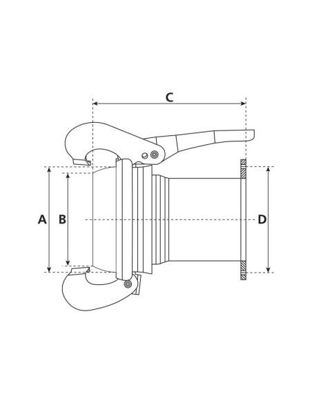 Acoplamiento con brida cuadrada - Corto - Macho 6'' (159mm) x (150mm) (galvanizado)