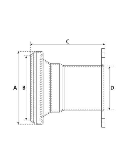 Acoplamiento con brida cuadrada - Hembra 5'' (133mm) x (125mm) (galvanizado)