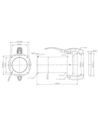 Acoplamiento con brida cuadrada - Largo -...