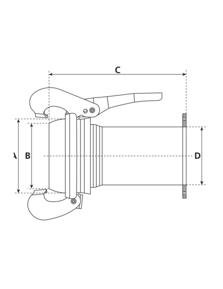 Acoplamiento con brida cuadrada - Largo - Macho 4'' (108mm) x 4'' (100mm) (galvanizado)