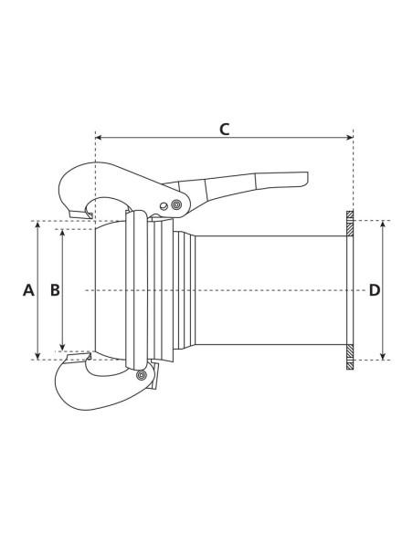 Acoplamiento con brida cuadrada - Largo - Macho 5'' (133mm) x 5'' (125mm) (galvanizado)