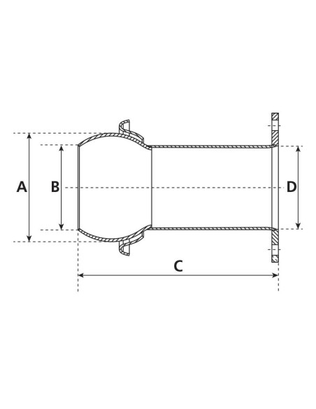 Acoplamiento con brida cuadrada - Macho 4'' (100mm) x (100mm) (galvanizado)