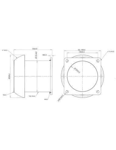 Acoplamiento con brida cuadrada - Macho 6''...