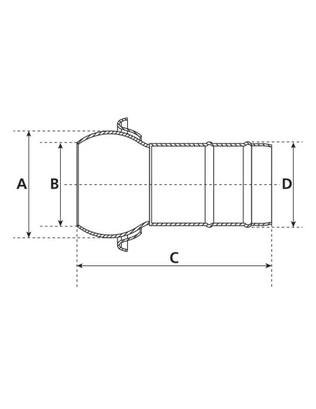Acoplamiento con extremo manguera - Macho 8'' (200mm) x8'' (200mm) (galvanizado)