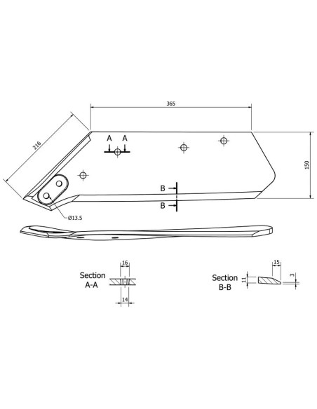 Aleta Dcho. Recambio para Kverneland