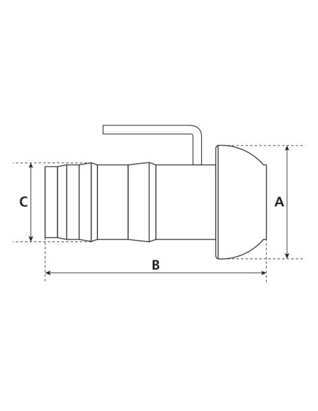 Acoplamiento con extremo manguera y mango - Macho 6'' (159mm) x6'' (150mm) (galvanizado)