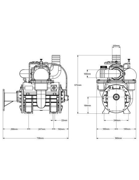 Bomba de vacío - MEC13500H - Accionada por motor hidráulico - 1000 RPM